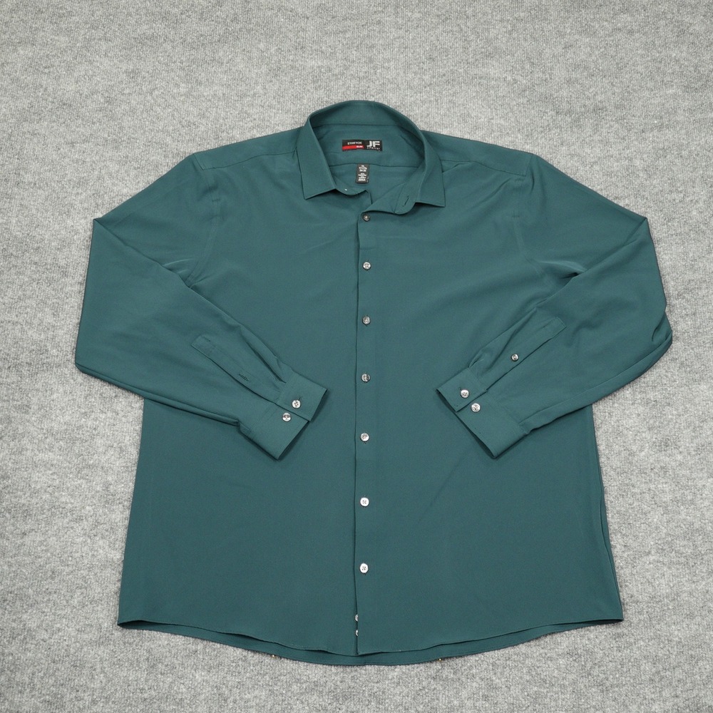 J.Ferrar Shirt Mens XL Green Stretch Slim Fit Long Sleeve Button Up Dress Shirt